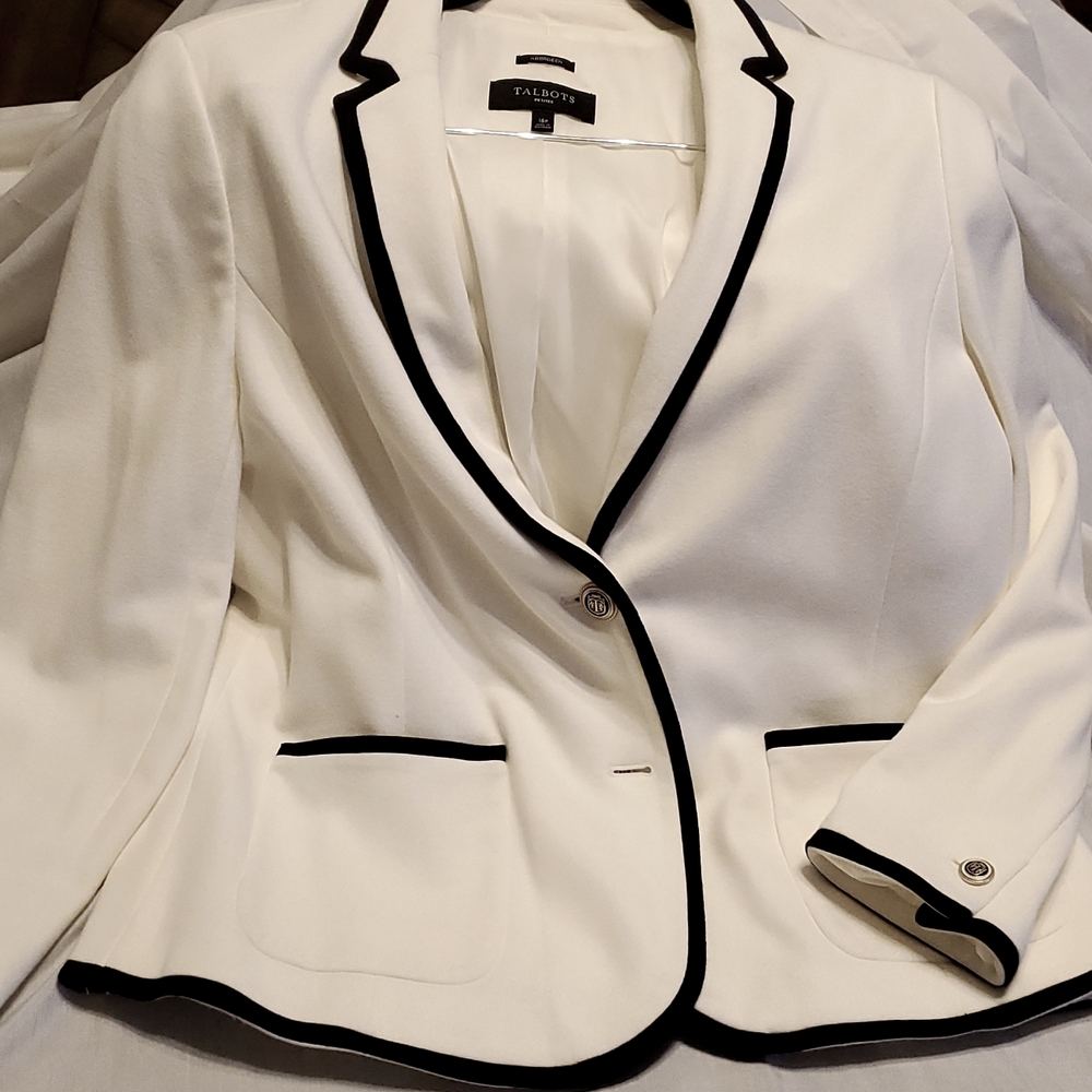 Talbots Cream and Black Blazer jacket